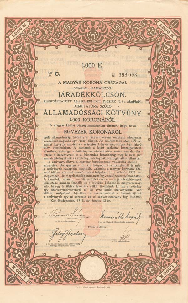 Hungary - Kingdom of Hungary - 1,000 and 10,000 Kronen